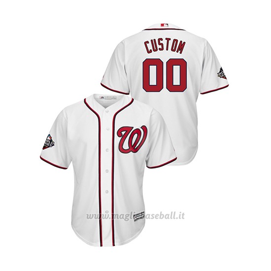 Maglia Baseball Uomo Washington Nationals Personalizzate 2019 World Series Bound Cool Base Bianco